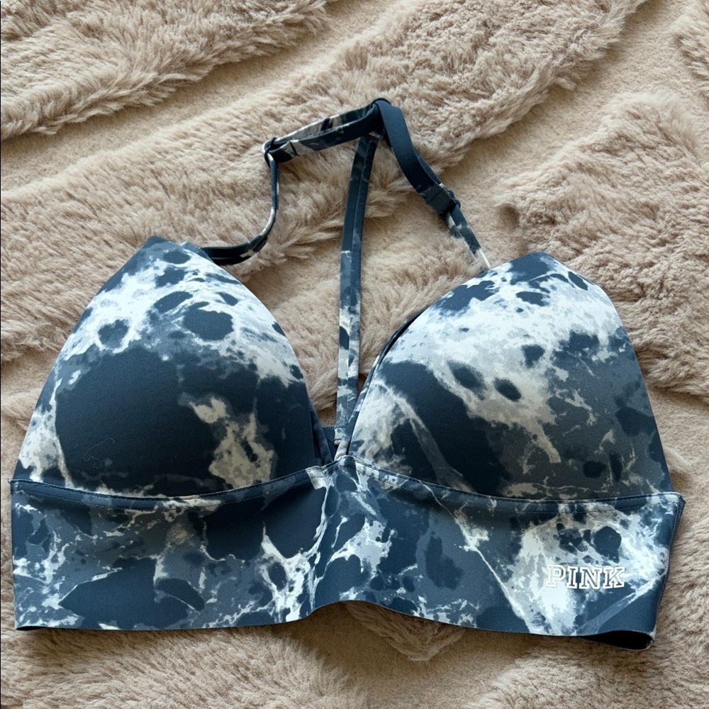 PINK Victoria's Secret Marble Print Bra - Blue and White